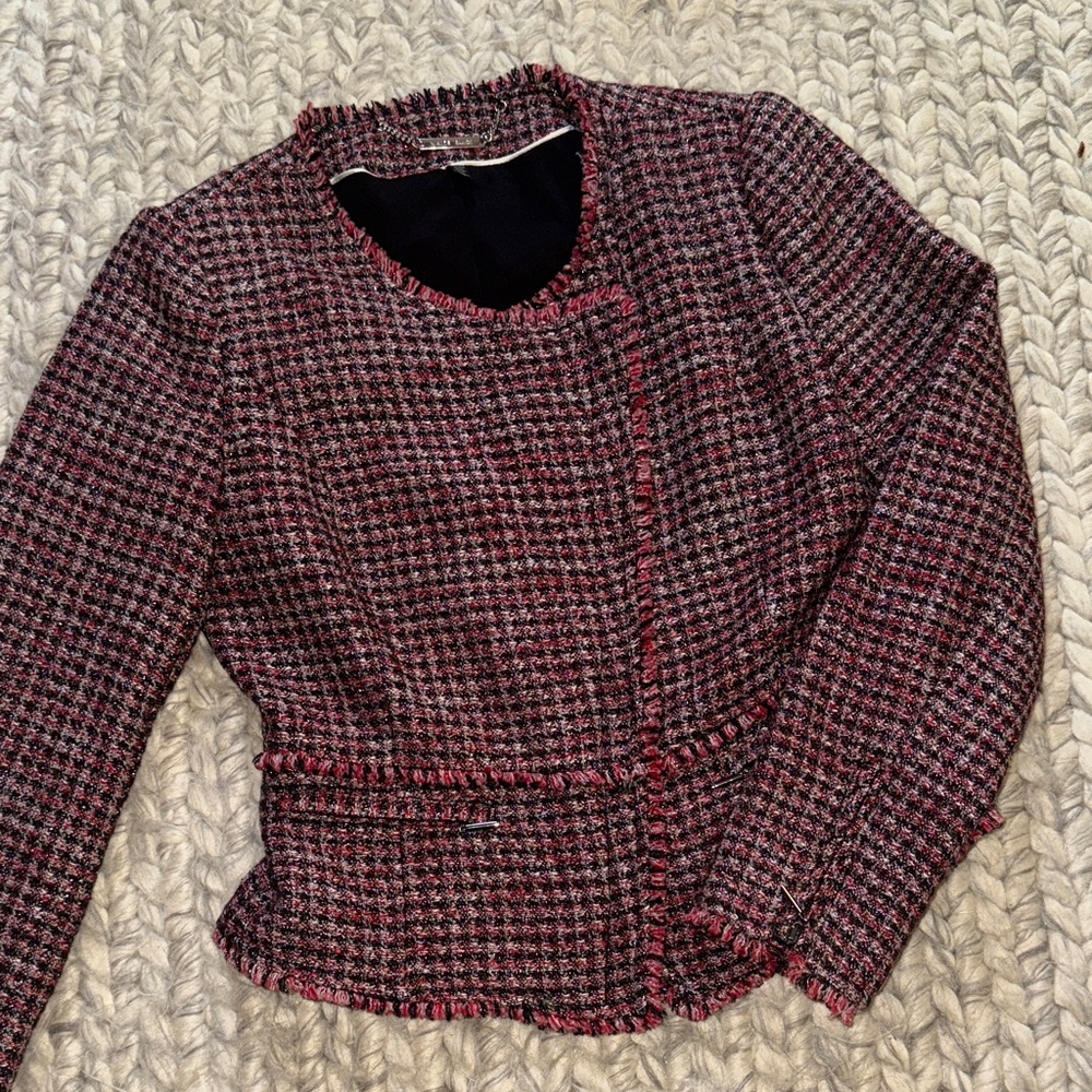 White House Black Market Tweed Blazer - Black and Red